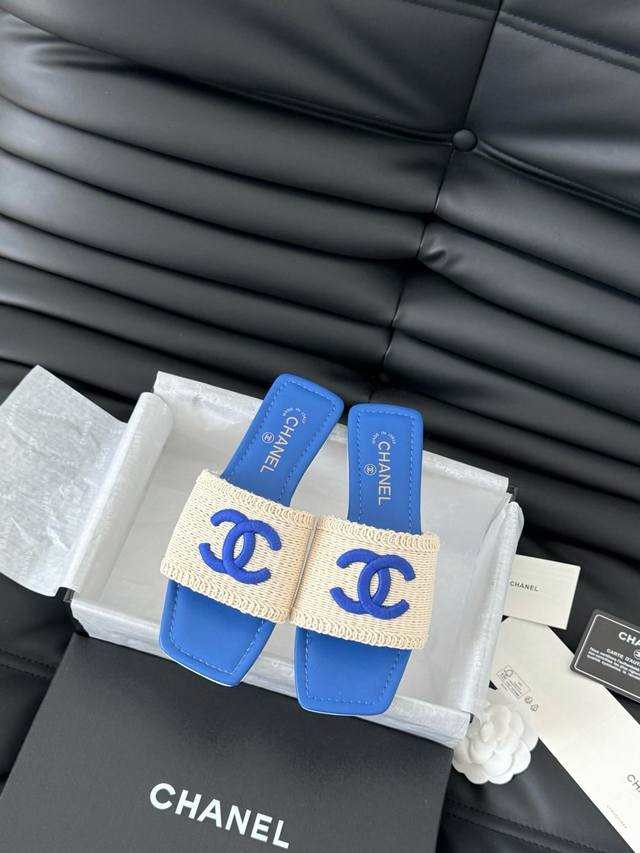 Chanel 25C春夏新款拖鞋全系列首发 专柜有的我都有！高版本高品质鞋面编织布 内里羊皮 真皮大底Size:35-39 其他码数定