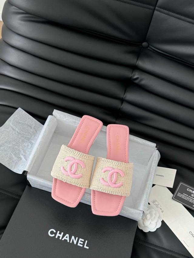 Chanel 25C春夏新款拖鞋全系列首发 专柜有的我都有！高版本高品质鞋面编织布 内里羊皮 真皮大底Size:35-39 其他码数定
