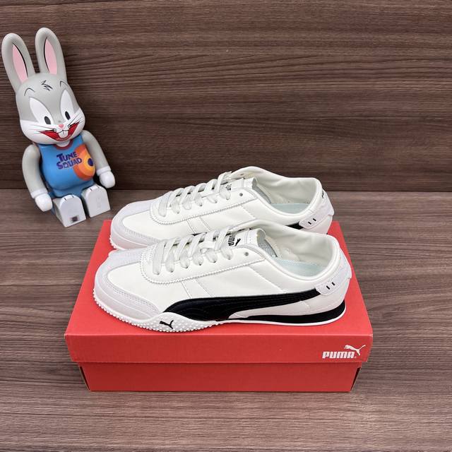 顶级版本PUMA Bella UT 时尚百搭舒适薄底鞋 防滑耐磨 低帮 生活休闲鞋男女同款黑白色。货号: 402186-01包装:全套得物配件加固飞机盒包装！
