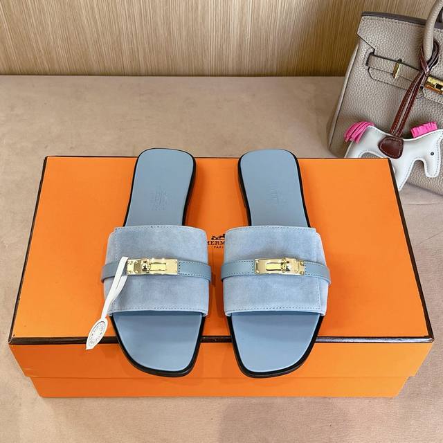 出厂价 Hermes 爱马仕Giulia凉鞋系列 时尚又百搭 超级舒服 每个细节都做到极致 独家开模纯钢Kelly扣五金 原版swift小牛皮 原版1:1独家私