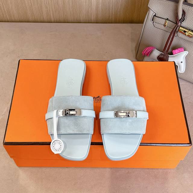 出厂价 Hermes 爱马仕Giulia凉鞋系列 时尚又百搭 超级舒服 每个细节都做到极致 独家开模纯钢Kelly扣五金 原版swift小牛皮 原版1:1独家私