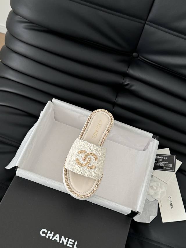 Chanel 25C春夏新款全系列链条拖鞋全系列首发 专柜有的我都有！高版本高品质鞋面牛皮 原版面料 内里羊皮 原版大底Size:35-39 其他码数定