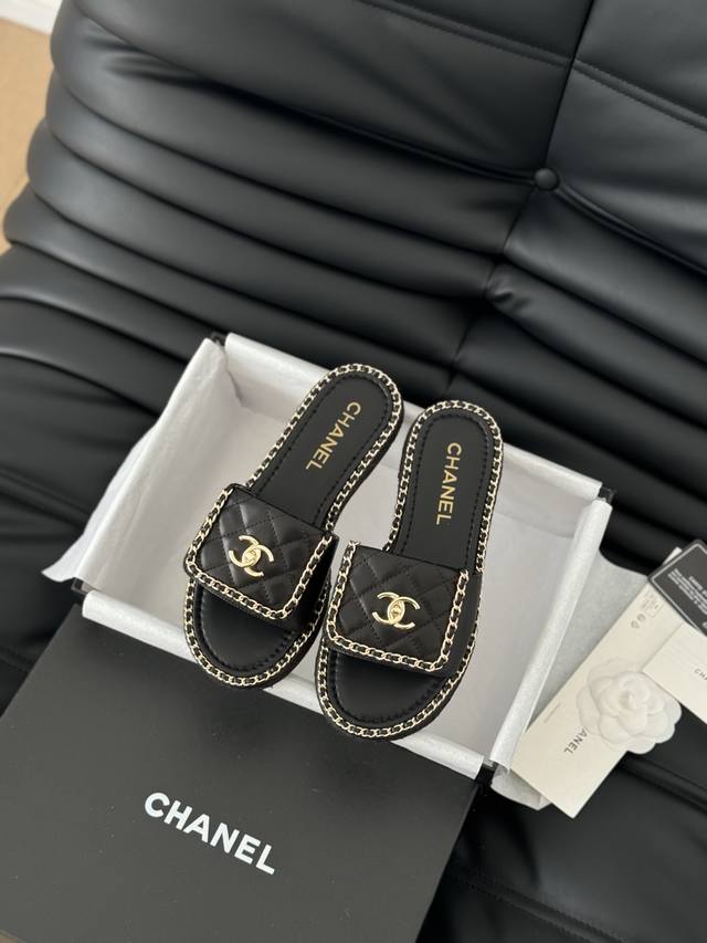 Chanel 25C春夏新款全系列链条拖鞋全系列首发 专柜有的我都有！高版本高品质鞋面牛皮 原版面料 内里羊皮 原版大底Size:35-39 其他码数定