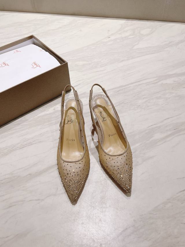 顶级版原版盒 Christian Louboutin 2025s原版做货CL春夏FOLLIES STRASS女士水晶高跟凉鞋～ 材质：顶级网纱施华洛水晶 内里：