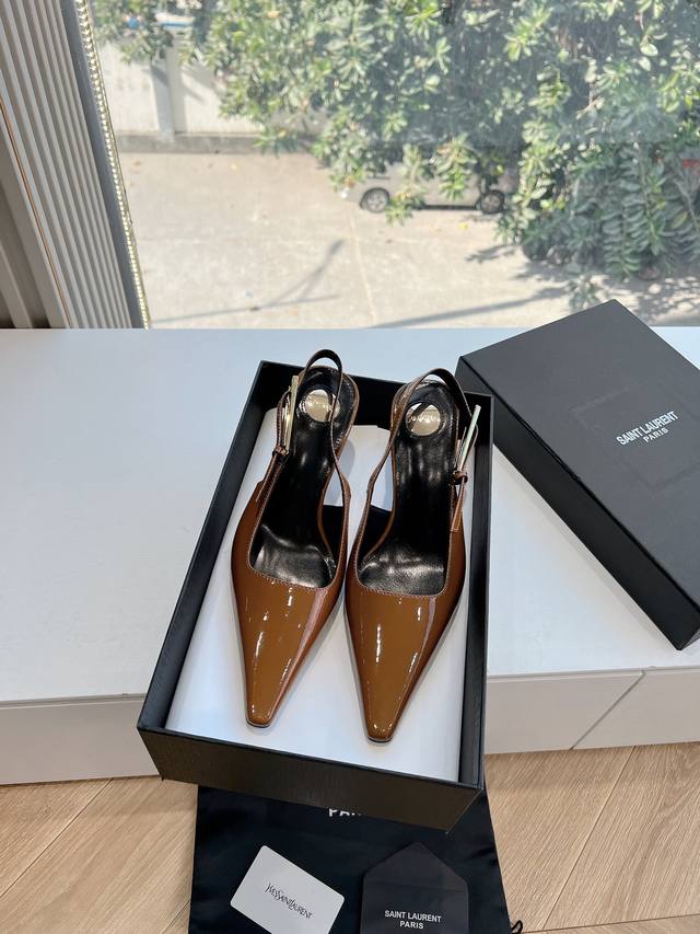 所见即所得G988顶级品质Saint Laurent 圣罗兰坡跟鱼嘴凉鞋Lee金属钻链条尖头高跟鞋YSL姐姐的美丽尤物高跟鞋 又是人间圣罗兰 Rose同款的高跟