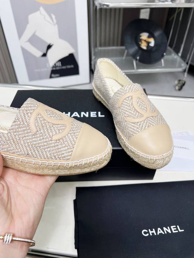 2025专柜同步最新配色顶级版本 Chanel 最新渔夫鞋 原版定制材质 毛尼正品工艺 手工折边后缝合 纯手工串线 原版注胶半透明牛筋原色麻底size：35 4