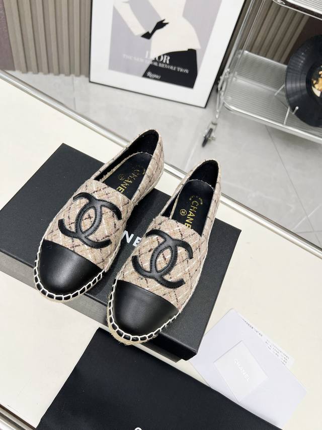 2025专柜同步最新配色顶级版本 Chanel 最新渔夫鞋 原版定制材质 毛尼正品工艺 手工折边后缝合 纯手工串线 原版注胶半透明牛筋原色麻底size：35 4