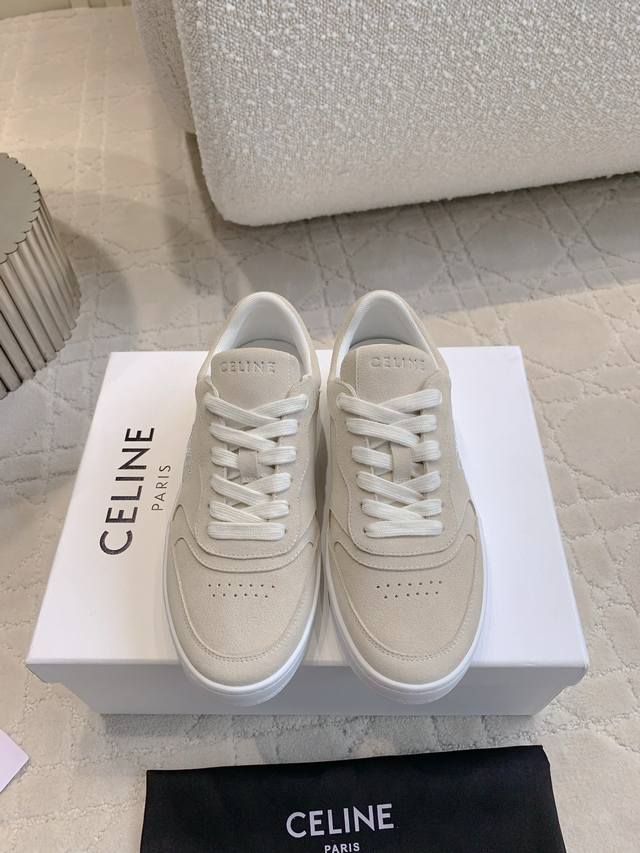 出厂价 男女同款 CELIN*新款拼色休闲鞋板鞋 经典配色 百搭不过时 鞋面牛皮 内里透气网面 原版开模大底 女码35-39 男码39-44