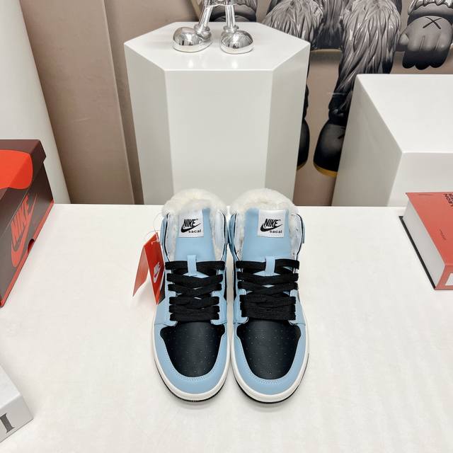 出厂:毛鞋 独家顶级版本 Air Jordan耐克联名23vs秋冬季最新王炸爆款系列 情侣彩色拼毛休闲鞋 唯独一款牛皮拼接纯羊毛的高帮鞋，耐克乔一情侣毛鞋让鞋迷