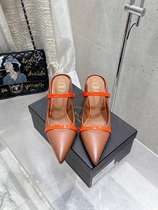 Malone Souliers 半拖鞋面采用进口牛皮 羊皮内里 进口真皮大底平底 高跟8.5cm码数 35-42 40 41 42定制不退换