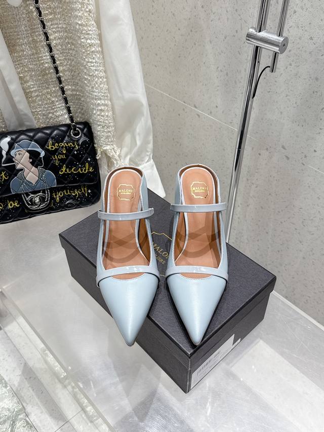 Malone Souliers 半拖鞋面采用进口牛皮 羊皮内里 进口真皮大底平底 高跟8.5cm码数 35-42 40 41 42定制不退换