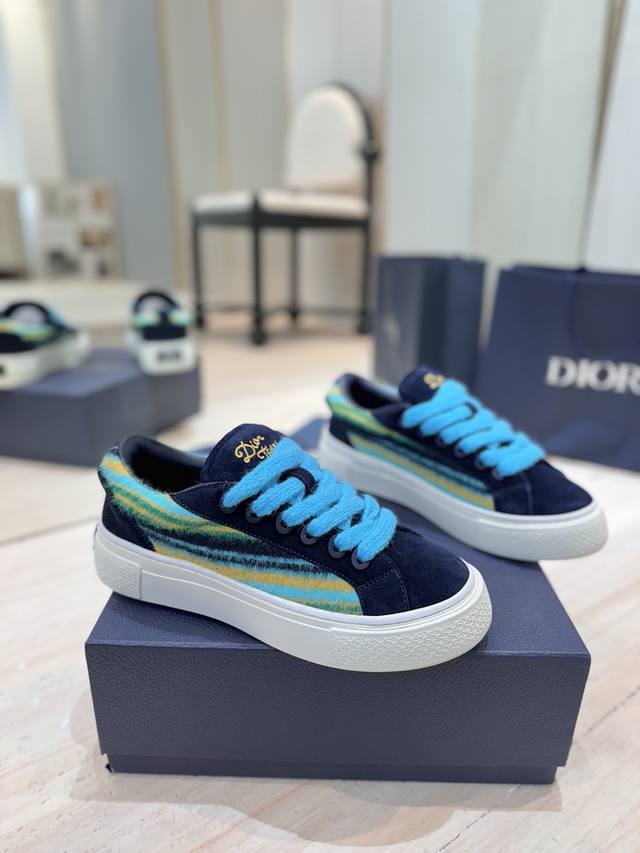 出厂价： 顶级版本 迪奥 2025高定系列新款男鞋 CD 果冻色平底休闲鞋 Dior and STONE ISLAND B33圆头系带帆布滑板鞋 明星同款Obl