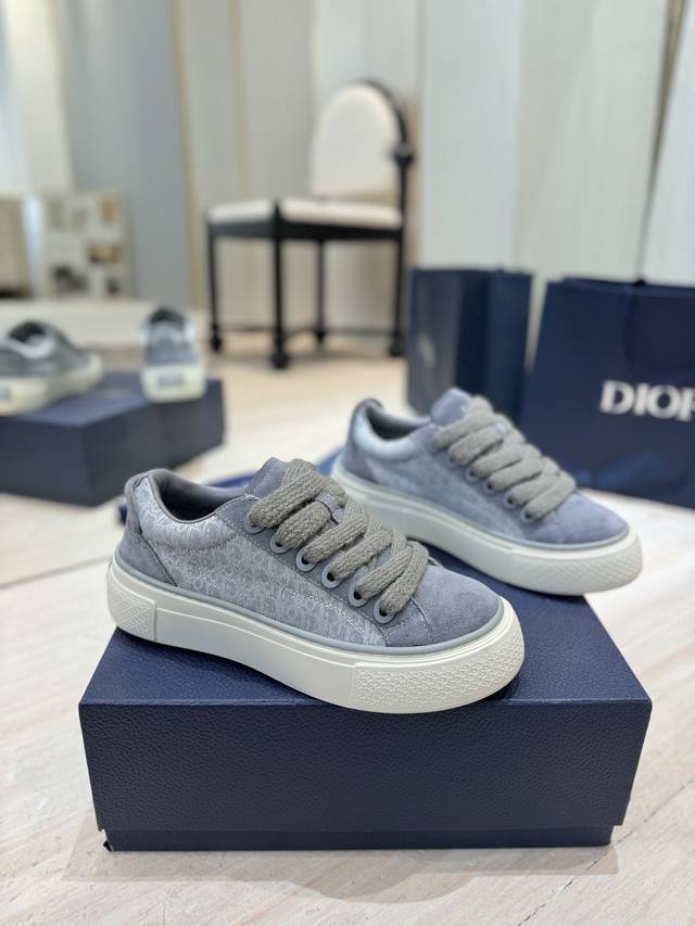 出厂价： 顶级版本 迪奥 2025高定系列新款男鞋 CD 果冻色平底休闲鞋 Dior and STONE ISLAND B33圆头系带帆布滑板鞋 明星同款Obl