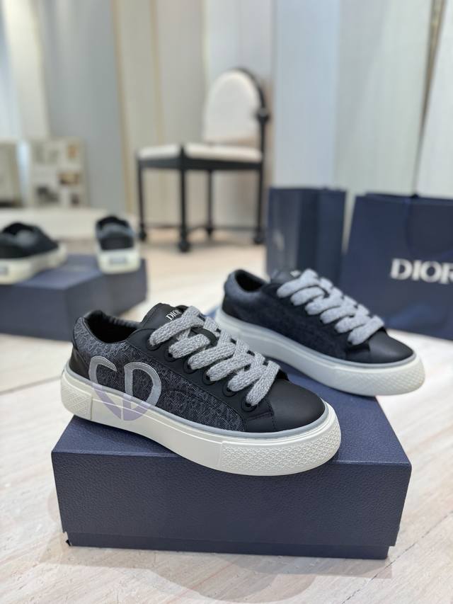 出厂价： 顶级版本 迪奥 2025高定系列新款男鞋 CD 果冻色平底休闲鞋 Dior and STONE ISLAND B33圆头系带帆布滑板鞋 明星同款Obl