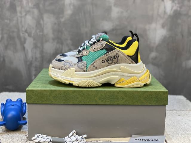 顶级版本 尺码：35-45 莞产纯原顶级版本 Gucci x Balenciaga Triple S古驰巴黎世家 强强联名 独家首发#正确拼接联名鞋盒 内附鞋带