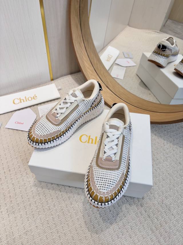 工厂批 2025春夏chloe 克洛伊,高帮,Nama sneaker彩虹系列运动鞋、容祖儿和孙怡宋茜明星同款、原材料是可再生物料制作、全手工缝马克线、肉眼可见