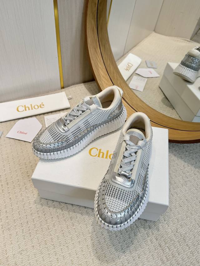 工厂批 2025春夏chloe 克洛伊,高帮,Nama sneaker彩虹系列运动鞋、容祖儿和孙怡宋茜明星同款、原材料是可再生物料制作、全手工缝马克线、肉眼可见