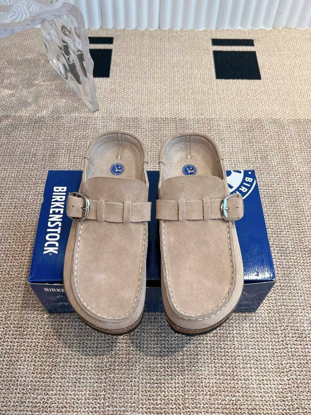 情侣款Birkenstock 勃肯 包头半拖鞋人体工程学设计 软木乳胶鞋床 轻便舒适 脚感满分 脚蹬上就能走 穿脱超方便。码数：35-45