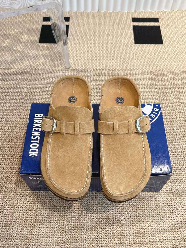 情侣款Birkenstock 勃肯 包头半拖鞋人体工程学设计 软木乳胶鞋床 轻便舒适 脚感满分 脚蹬上就能走 穿脱超方便。码数：35-45