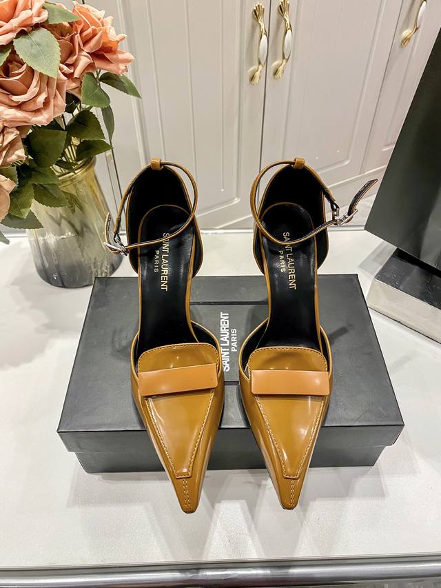 橙子出厂价 SAINT LAURENT 圣罗兰新款 YSL复古尖头中空高跟凉鞋 细跟单鞋 高跟鞋跟高：8CM、10CM码数：34-40