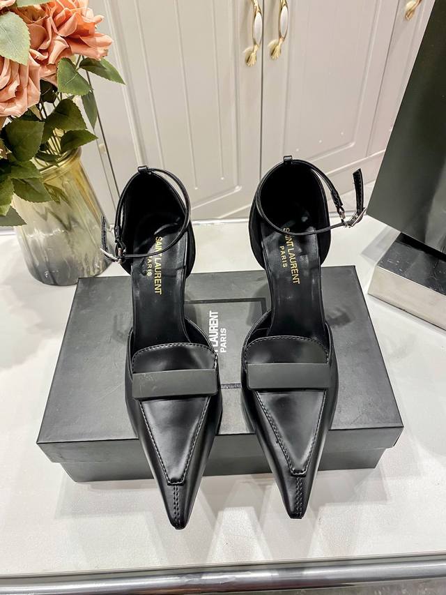 橙子出厂价 SAINT LAURENT 圣罗兰新款 YSL复古尖头中空高跟凉鞋 细跟单鞋 高跟鞋跟高：8CM、10CM码数：34-40