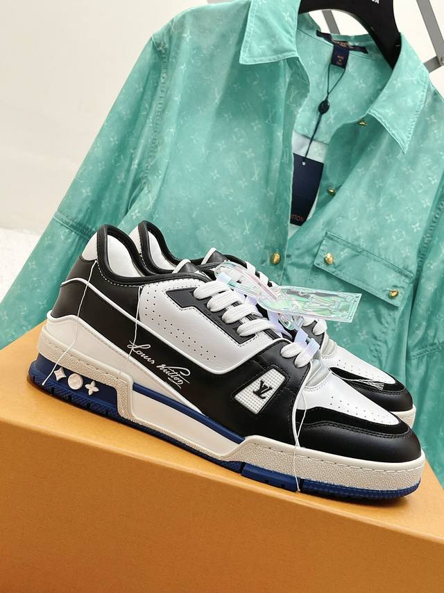 橙子出厂价 Louis Vuitton 路易威登 LV Trainer 魔术贴运动鞋板鞋 休闲复古篮球鞋 情侣款Virgil Abloh亲自操刀设计，向篮球鞋设