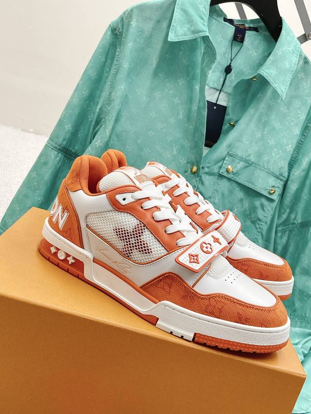 橙子出厂价 Louis Vuitton 路易威登 LV Trainer 魔术贴运动鞋板鞋 休闲复古篮球鞋 情侣款Virgil Abloh亲自操刀设计，向篮球鞋设