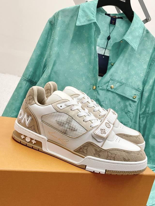 橙子出厂价 Louis Vuitton 路易威登 LV Trainer 魔术贴运动鞋板鞋 休闲复古篮球鞋 情侣款Virgil Abloh亲自操刀设计，向篮球鞋设