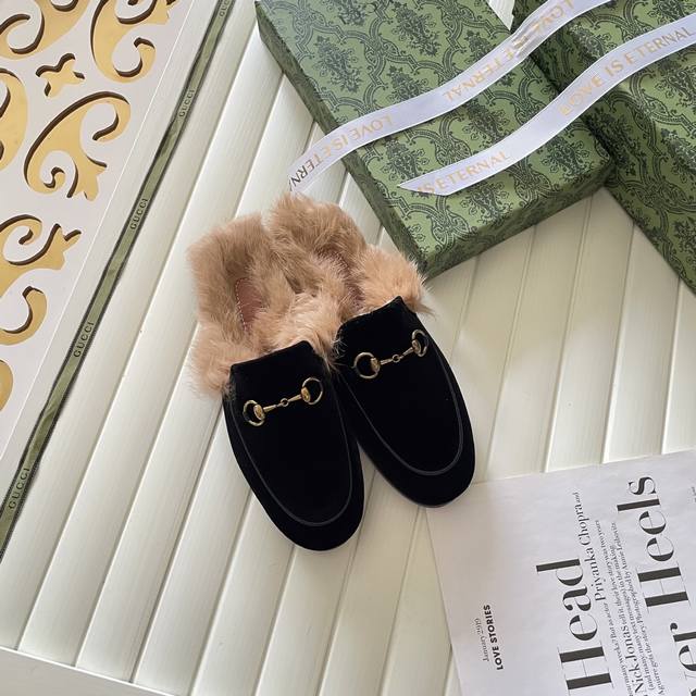 出厂： GUCCI 古驰2025顶级专柜 新款限定官网上新 独家首发 GUCCI 古驰 25SS 经典全系半拖 单鞋 一脚蹬 毛半拖 Gucci半拖 Gucci