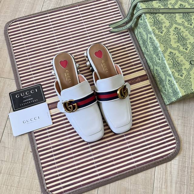 出厂： GUCCI 古驰2024顶级专柜 情侣新款官网上新 全球首发 GUCCI 古驰24初夏-双F方头乐福鞋 半拖Gucci经典乐福鞋 情侣新款INS时尚推荐